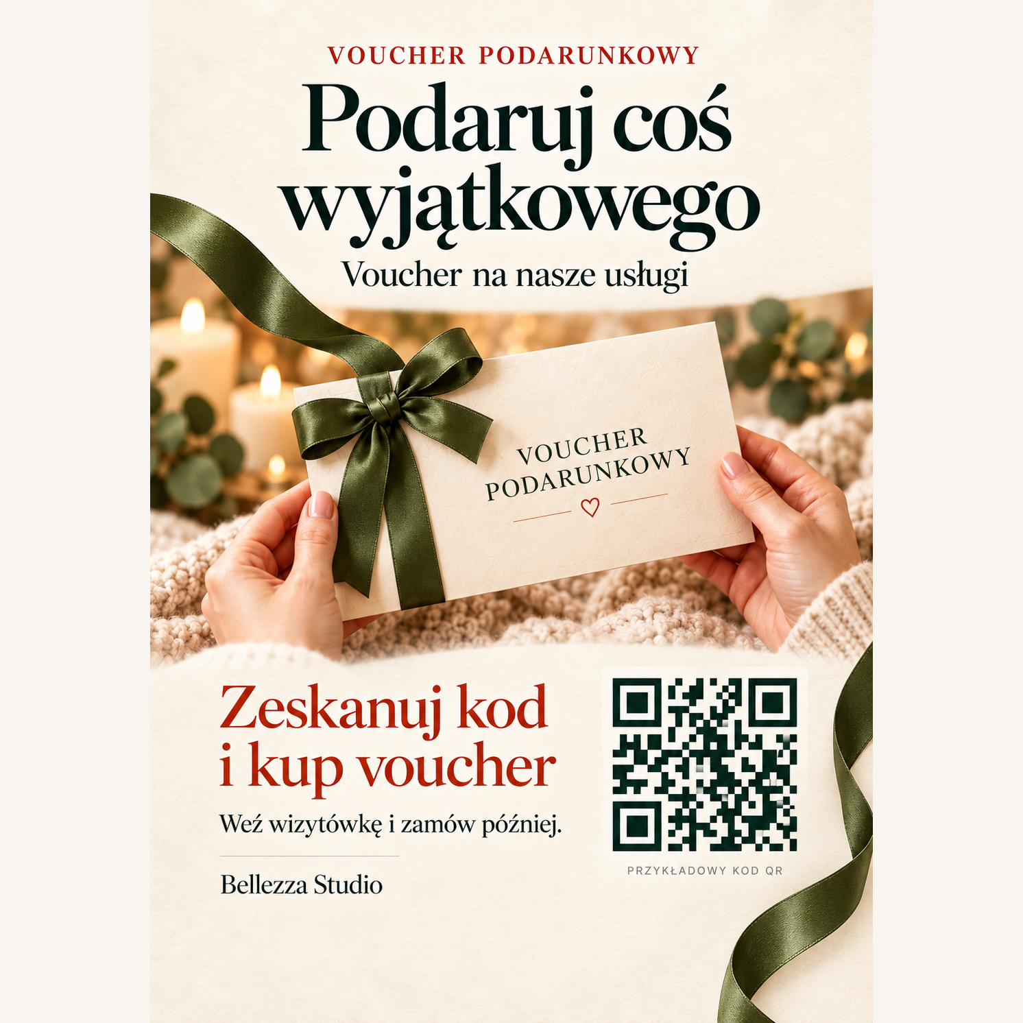 Ulotka reklamowa A4 z kodem QR – do umieszczenia w stojaku z plexi na wizytówki